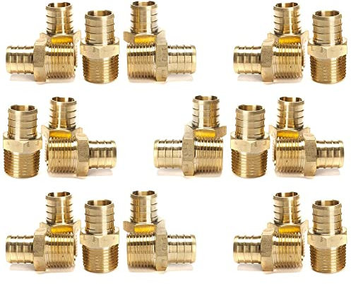3/4 x 1/2 PEX Male NPT Thread Adapter - Crimp Fitting 10 in Pack