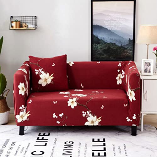 Sofa Überzug Rote Blume Sofabezug Stretch Elasthan Couch überzug Abnehmbare Waschbar Sofa Cover Sofaschoner rutschfest Moderne Couchbezug Universal Sofa überzug 3 Sitzer