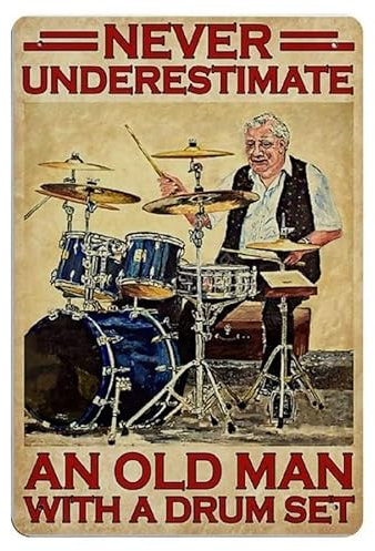 Drums Set,12 * 8 Inches Vintage Funny Poster Wall Decor Art Gift Retro Picture Metal Sign