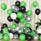 Eitolo Green Balloons Set, 50PCS Black Green 12 inch Black Silver and White Balloonsfor Boys Kids Football Game Theme Birthday Baby Shower Party Decorations
