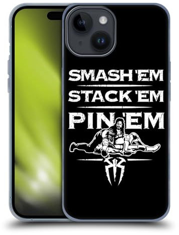 Head Case Designs Offizielle WWE Smash Em Stack Em Pin Em R. Reigns Grafiken Soft Gel Handyhülle Hülle kompatibel mit Apple iPhone 15