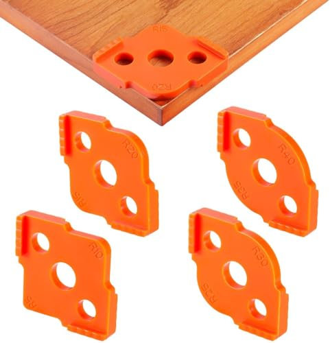 Kapmore Eckfräslehre 4er-Set mit abgerundeten Ecken, professionelle CNC-Fräslehre für Holzbearbeitung R5 R10 R15 R20 R25 R30 R35 R40