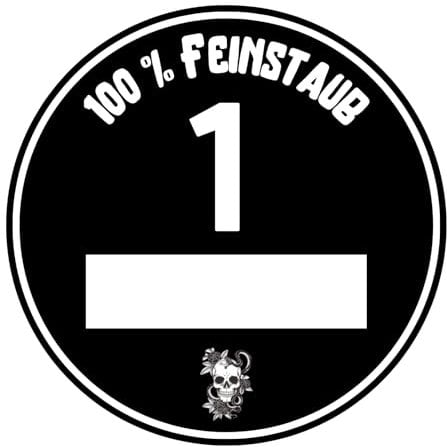 Generisch Umweltplakette schwarz mit Totenkopf Feinstaubplakette schwarz Schadstoffplakette 1 Schadstoffklasse Euro 1 Scherzartikel Durchmesser 9,5 cm