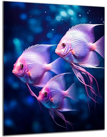 DARO Design - Wand-Bild 6mm HDF 84x56 cm Unterwasser lila rosa Fische - Wand-Deko Bilder Wohnzimmer