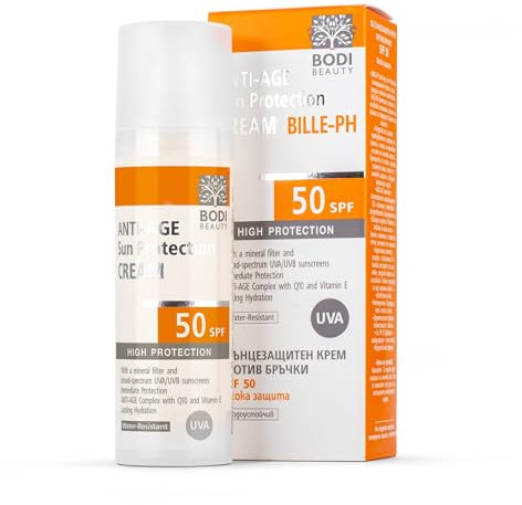 BODI BEAUTY Protección solar antiarrugas SPF 50 con vitamina E y Q10 | Crema solar no grasa para el rostro, efecto inmediato, textura ligera SPF 50 | 30 ml