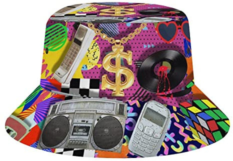 501 Anglerhut Lustige Retro-80Er-90Er-Jahre Fischerhüte Sonnenschutz Bucket Hat Atmungsaktiv Eimer Hut Für Outdoor Camping Wandern