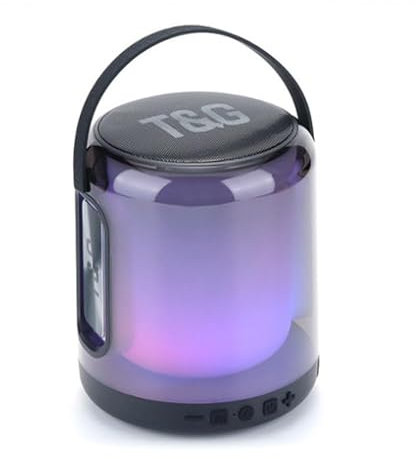 PRENDELUZ Altavoz Negro portátil con Bluetooth, luz led, 360º