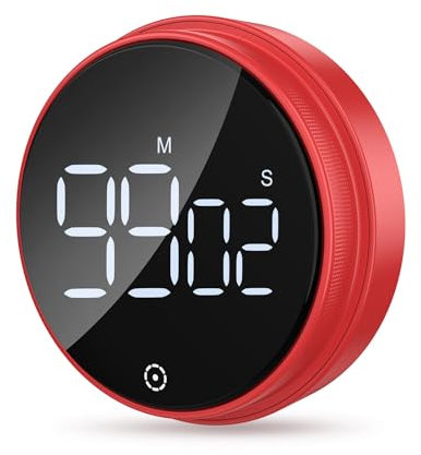 Ankilo Küchentimer Digitale, Magnetisch, Eieruhr, Kurzzeitwecker, LED Visuelle Timer, Lauter Alarm, Countdown Countup Timer für Kochen, Backen, Sport, Studieren Rot