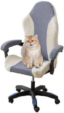 Gaming Chair Cover, Cat Scratch Proof Soft Gaming Chair Slipcovers Arms Attached Washable for Office Computer Gaming Chair(Blue)