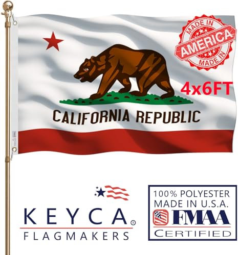 KEYCA Staatsflagge Kalifornien Republik, hergestellt in den USA, strapazierfähig, lebendige Farben, doppelseitige Cali-CA-Flagge mit 2 Messingösen, für Zuhause/Unternehmen/Innen- und Außendekoration