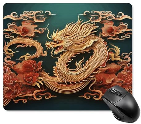 Tapis de souris motif dragon chinois imprimé tapis de souris d'ordinateur tapis de souris mignon grand tapis de souris confortable tapis de souris de jeu