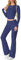 IWOLLENCE Hausanzug Damen Jogginganzug Set Lounge Set 2 Teiler Sportanzug Damen Y2K Outfit Homewear mit Crop Top und Schlaghosen (Marineblau, S)