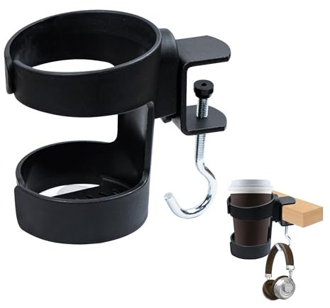 Portabicchieri Porta Bicchieri Barca,Porta Tazzine da Caffè Con Gancio Staccabile,Portabicchieri Barca per Piani di Tavoli da Ufficio e da Gioco,Nero