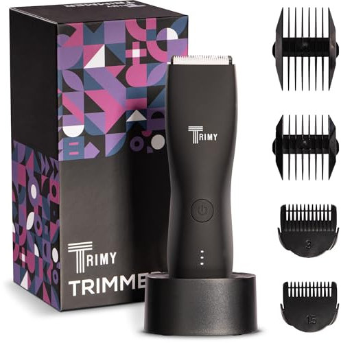 TRIMY Body Hair Trimmer for Men and Women, Ball and Groin Trimmer, Bikini Trimmer, Pubic Hair, Manscaper, Waterproof, Wireless Grooming, Body Shaver, Manscape (Black)
