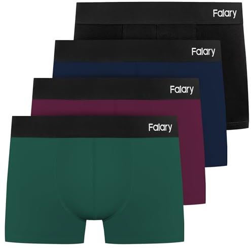FALARY Boxer Shorts Homme Caleçon Homme Rétro Shorts sous-Vêtements Boxer Trunk Coton sans Étiquette Scratchy Lot de 4 Caleçons de Sport Multicolore L