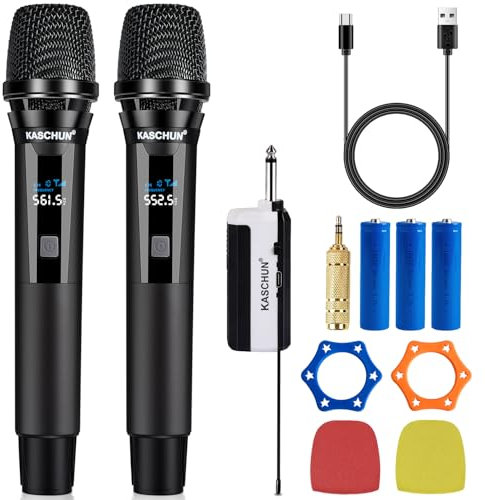 Kashun Wireless Microphone,UHF Rechargeable Metal Handheld Wireless Dynamic Karaoke Microphone Wireless, with Rechargeable Receiver, Suitable for Weddings,DJ,Parties,speeches,Churches, (160Ft)