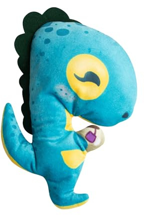 SnugArooz Tea-Rex with Repair Patch - Plush Dog Toy with Squeaker & Crinkle Sounds - Whimsical T-Rex Cup Design for Engaging Playtime