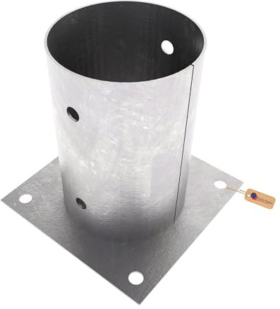 GeZu Impex Support Poteau a Visser Galvanisé à chaud Lot de 4 Ø 81 mm rond pour bois pied platine clôture pergola angle base