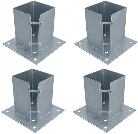 Fence Post Bolt Down Shoe Holder Support Clamp Galvanised 100 x 100mm 4PK
