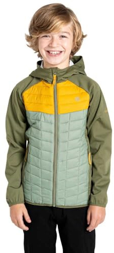 Dare2b Explore II Hybrid - Kinder Jacke | fixierte Kapuze - Grün - 11-12yrs