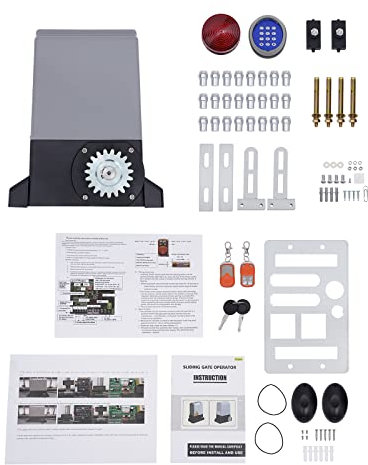 Automatischer Schiebetüröffner 750W Schiebetorantrieb 1600 kg automatischer Toröffner mit 2 Fernbedienunge und 6m Schiebetor, Alarmleuchte, Sicherheitssystem Kit für Torantrieb