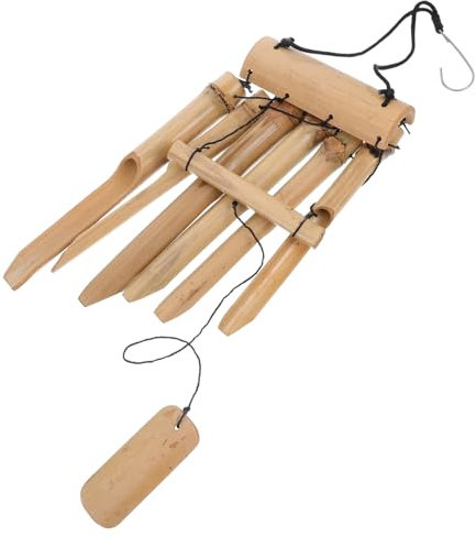 SEWOART Windspiele Aus Holz Für Außenbereich Handgefertigte Windspiele Mit Tiefem Klang Für Garten Veranda Oder Balkon Innendekoration Aus Holzröhren