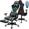 Douxlife Gaming Stuhl, mit 7 Punkt Massage, Fußstütze, Ergonomischer Bürostuhl, 90-175° Rückenlehne Einstellbar, Verstellbare 2D Armlehne, PC Gamer Stuhl Schreibtischstuh, 180KG, Schwarz Weiß