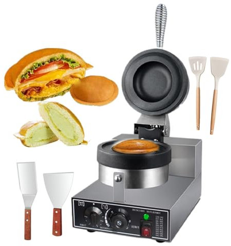 Burger Maker Maschine, elektrische Presse Burger Maschine Sandwich Toaster Burger Maker 1200W, Burger Maker, Temperaturregelung 50~300°C, beidseitig konstante Temperatur, mit 2 Silikonscha