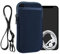 kwmobile Estuche de Neopreno Universal para Smartphone - Funda con Cuerda Doble Cremallera mosquetón para Llaves y Bolsillos - Azul Marino