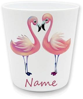 Kinderbecher Kunststoff mit Namen, Flamingo | Personalisiert, Zahnputzbecher, BPA frei