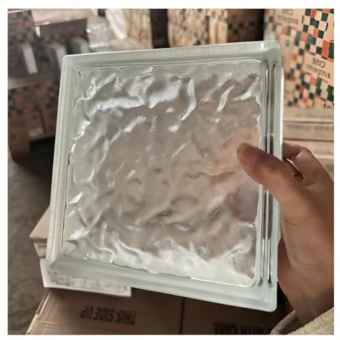 Zfmnoyev Glass Blocks, Square Transparent Hollow Glass Bricks, Decorative Glass Blocks for Wall, for Room Divider Partition Architectural Decoration(Clear-G)