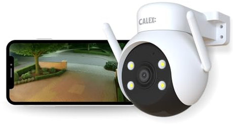 CALEX - Smart Security PTZ Camera 2K with 360° Panning, Nightvision, 2 Way Audio & App Control, for Outdoor