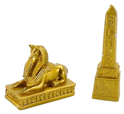 Laroal 2 PCS Römische Sphinx Altes Ägypten Statue Obelisk Goldenes Denkmal Aquarium Ornamente Aquarium Dekoration für Home Office