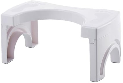 TOGEVAL Tabouret Pliant en Plastique Blanc pour Salle de Bain, Design Simple et Moderne, Gain de Place, pour Adultes comme Repose-pieds de Toilette