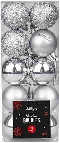 Silver Baubles Christmas Balls Xmas Tree Balls Decoration Tree Pendants Shiny Glitter Baubles 3.5cm In Diameter With Strings Shatterproof Plastic Hanging Ball Ideal For Holiday Party Gift Decor (20 Pc