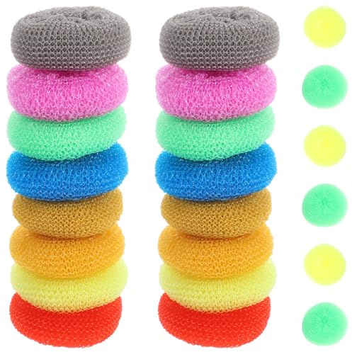 30 Stück Scheuerschwämme Pp Topfrefreiniger Kunststoff für Topfreinigung | Bürste für Geschirr, Scheuerschwämme Rund, Dishwasher Safe und Non Scratching Zufällige Farbe