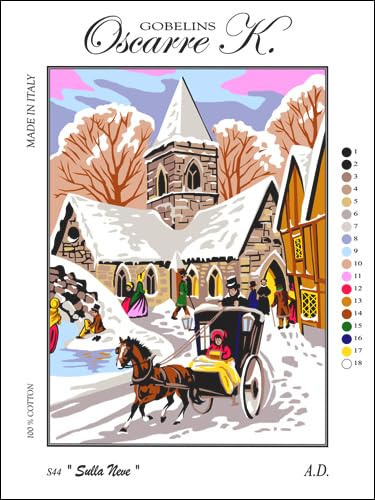 OSCARRE K. gobelins Komplettes Kreuzstich-Set, 30 x 40 cm (Stickerei fertig 22 x 30 cm) im Schnee