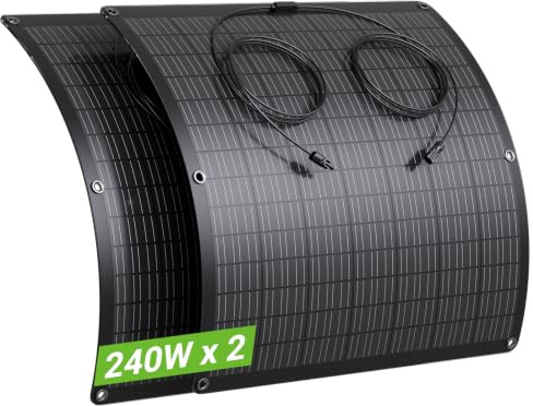 480W Flexibles Solarpanel 2 x 240W, IP67, 23,5% Effizienz, Balkonkraftwerk | Flexible Solarmodule IP67, ideal für Wohnmobil Boot Balkon Camper Gartenhaus Dach; 23,5% Wirkungsgrad PV Solarzellen