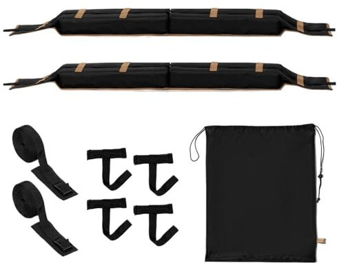 Kajakmatte für Dachträger, 2-teilig, robust, weich, rutschfest | Halterung für Surfbrett für Auto mit Aufbewahrungstasche, für Kanu, Surfbrett, Snowboard, Ski, SUV, Wohnmobil, LKW