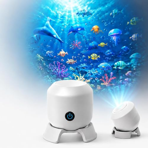 Dynamisches rotierendes LED-Projektorlicht,360° Ocean Wave Galaxy Nachtlich | 360° drehbares Ozeanwellen-Nachtprojektions-Nachtlicht, Mehrwinkel-Basis, einstellbare Helligkeit, für Schlafzimmer, Heimkino