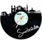 GRAVURZEILE Schallplattenuhr - Skyline Saarbrücken - Wanduhr aus gegossenem Vinyl mit Stadt Skyline 30 cm - Upcycling Design-Uhr Wand-Deko Vintage Wand-Dekoration Retro-Uhr - Made in Germany