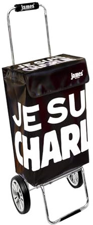 James® Einkaufs-Butler Design „Je-Suis-Charlie“, Einkaufswagen bunt, Hackenporsche, Shopping-Lifestyle, Gewebeplane, bis 50kg Tragkraft, Grosse Räder, Made in Vienna!