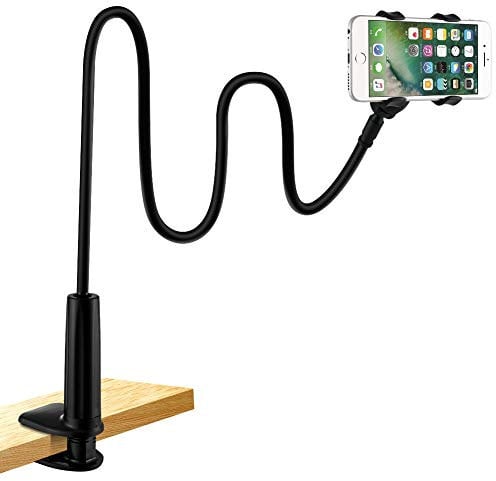 LONZOTH Handy Halter für Bett, Schwanenhals Handy Halterung Flexible Lang Arm Verstellbare Ständer für iPhone 13 12 11 Pro XS Max X 8 7 6 Samsung S10 S9 S8, 4-6,5 Zoll Smartphone (Schwarz)