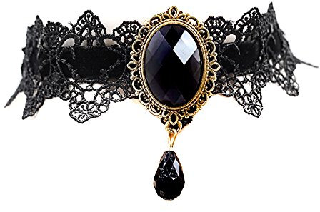 Caprilite Gothic Black Lace Necklace Collar Choker Halloween Vampire (Black)