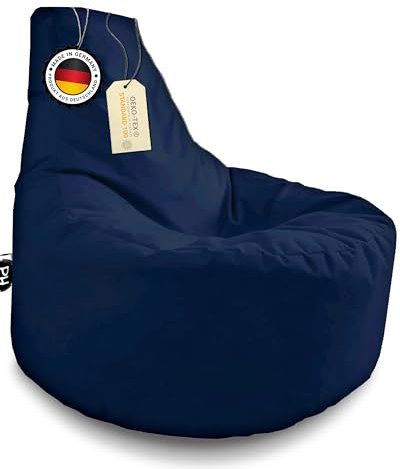 PATCH HOME Gamer Kissen & Lounge Sitzsack – befüllbar mit Reißverschluss, gefüllt mit Styropor, geeignet für In- & Outdoor. Perfekt als Gaming Sessel Sitzkissen (Marine - Ø 75cm x Höhe 80cm)
