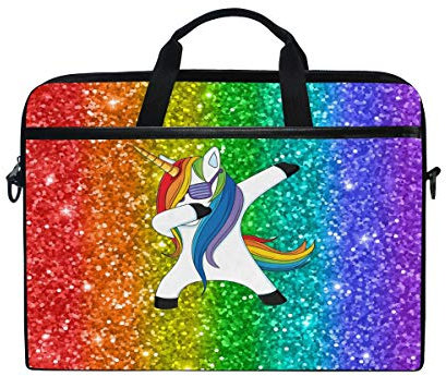 WowPrint Laptop Sleeve, Funny Unicorn Laptop Case Shoulder Strap with Handle Portable Notebook Computer Bag for 13 13.3 14 15 inch