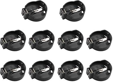 HALJIA 10PCS Portable 3 V CR2032 CR2025 generale Coin batteria a bottone presa adattatore clip Holder contenitore box case nero
