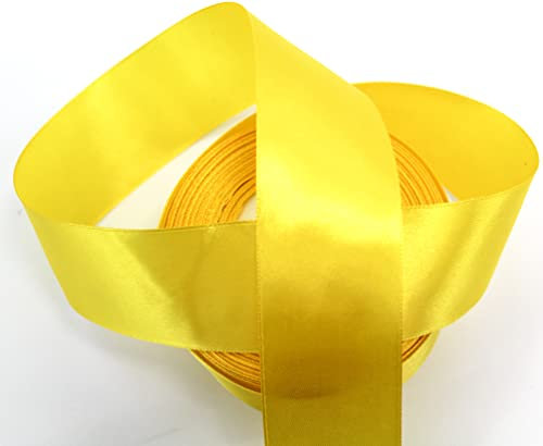 CaPiSo 22m Satinband 40mm Breite Schleifenband Geschenkband Dekoband Weihnachten Hochzeit (Gelb, 22m)