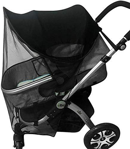 Pram Sun Shade Cover Baby Buggy Sun Shade with Mosquito Net Pram Sun Canopy Stroller Awning Pushchair Parasol UV Protection Cover for Carrycots Carriages with Arched Hard Support