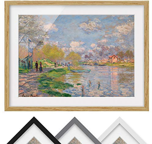 Bild mit Rahmen - Claude Monet - Seine - Rahmenfarbe Eiche, 40 x 55cm